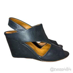 COCLICO Black Wedge Sandals